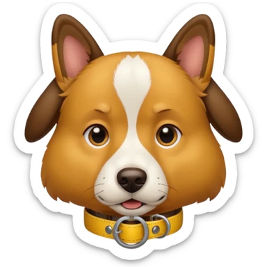 dog head wearing yellow gps collar sticker