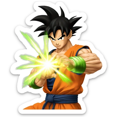Goku kamehameha green sticker