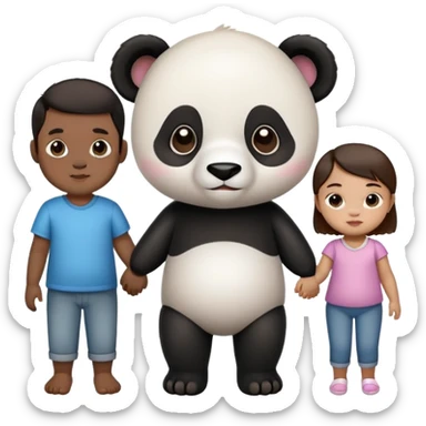 a baby panda holding hands with his filipino parents sticker