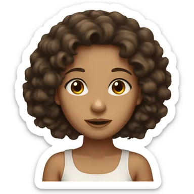 Tan skinned girl with dark brown curly hair and brown eyes sticker