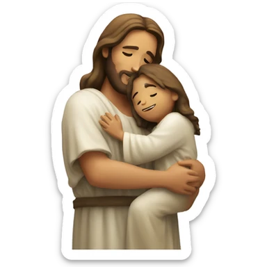 Jesus christ hugging a child sticker