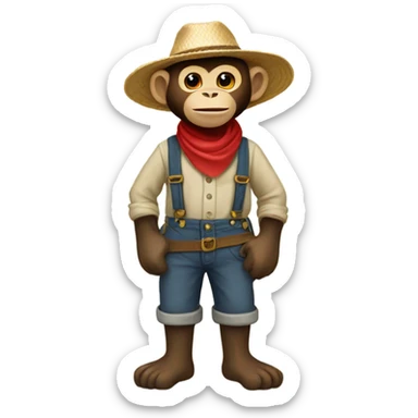 Monkey in farmers clothes sticker