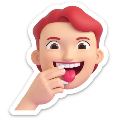 cartoon face biting nail with a cheerful smile sticker