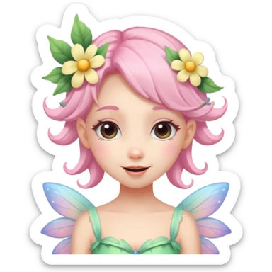 cute pastel fairy girl flower head decoration wink sticker