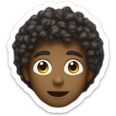 a boy with curly hair, dark skin, driving a car and listening to music sticker