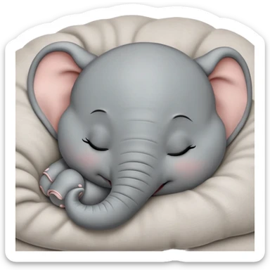 meme-worthy-cute-sleeping-baby-elephant-portrait-emoji,-head-resting-peacefully-with-a-contented-smile,-showcasing-a-delightfully-tiny-build-and-a-luxuriously-soft-gray-hide,-eyes-shut-in-a-serene,-restful-nap,-simplified sticker