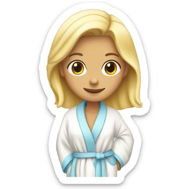 pretty blonde girl in bath robe with hair towel sticker
