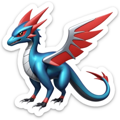 Futuristic Shiny Latias-Nargacuga-Noivern-Salandit-Fusion (full body) sticker