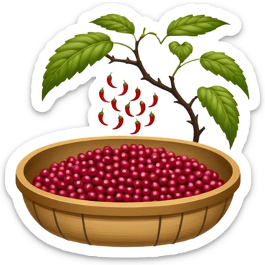 Un tamis avec des trous pour séparer les épicarpes des baies de sichuan des graines noires sticker