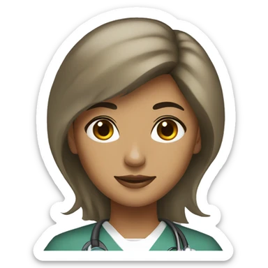 Light brown skin black hair surgeon female sticker