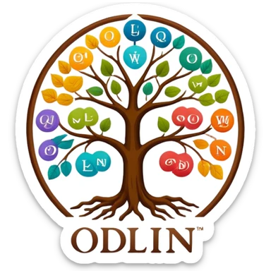 created a highly detailed but manly looking family genealogy logo with multiple colors and make sure it include the name Odlin. sticker