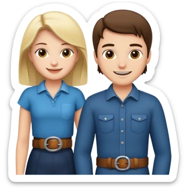 Girl belt over in front of the guy sticker