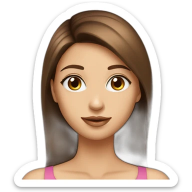 Fille cheveux lisse long brune yeux marron sticker