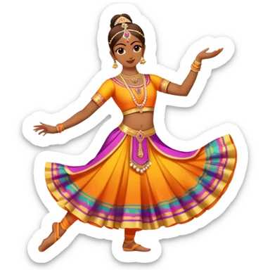 person performing Indian classical dance, colorful costume sticker