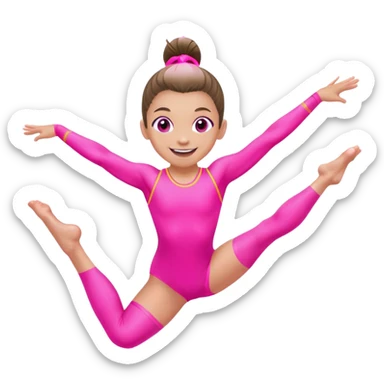 "A gymnast in neon pink outfit with a smile and a look of surprise (normal skin) sticker
