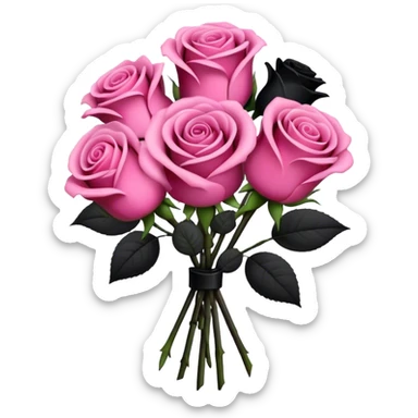  bouquet with black and pink rose sticker
