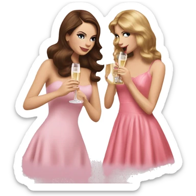 Lana del Rey & Taylor Swift drinking champagne pink dress sticker
