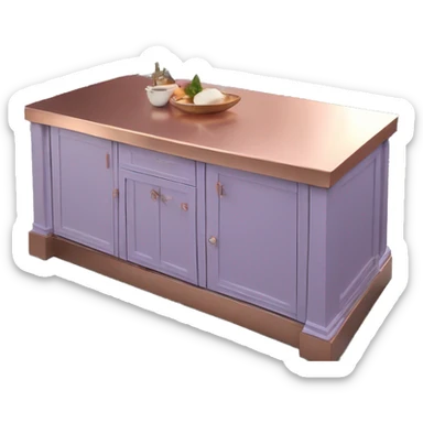 Realistic lavender kitchen counter island with rose gold counter top. sticker