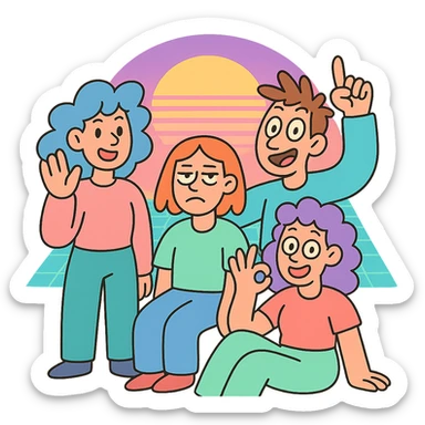 vaporwave style sunset with grid, pastel colors sticker