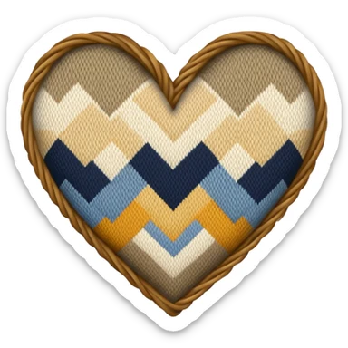 Patterned, Knitted, neutral colored heart  sticker