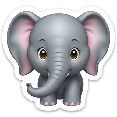Cinematic Cute Elephant Portrait Emoji, Head tilted playfully and inquisitively, featuring a glossy gray hide with soft, rounded ears and round, sparkling eyes filled with curious wonder, Simplified yet irresistibly adorable features, highly detailed, glowing with a warm, friendly glow, high shine, affectionate and lively, stylized with a touch of gentle whimsy, bright and endearing, soft glowing outline, capturing the essence of a mischievous yet loving elephant, so playful it feels like it could lumber out of the screen into your arms! sticker