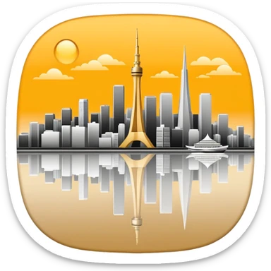 Create a tech founders day logo for japan using the tokyo and san francisco skyline  sticker