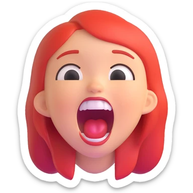 a girl screaming, 3D emoji style sticker