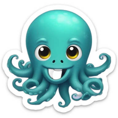 cute kraken with cute face flushing sticker