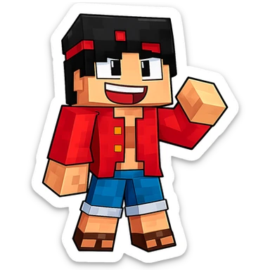 Extract the Luffy character (far left, red shirt) from the image as a separate image with a transparent background. Keep the original style and quality intact. sticker