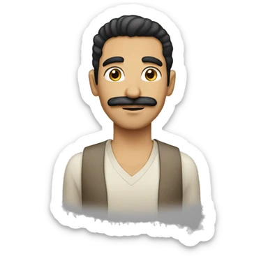 Yemeni Arab man with lighter skin tone and black hair and moustache sticker
