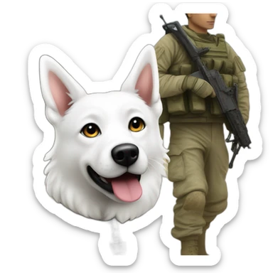  White Akbash dog and  Israel idf soldier  sticker