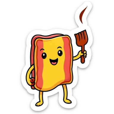 winking emoji holding a bacon strip sticker