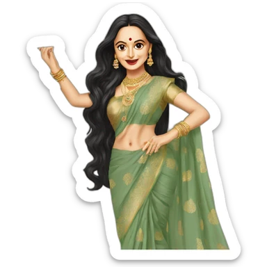 Rekha wearing saree long hair dancing  sticker