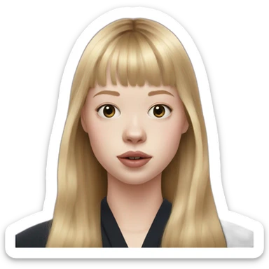 blonde Mia Goth with bangs, oscars sticker