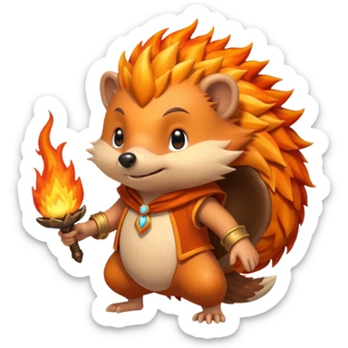 fire bender hedgehog fire in hand sticker