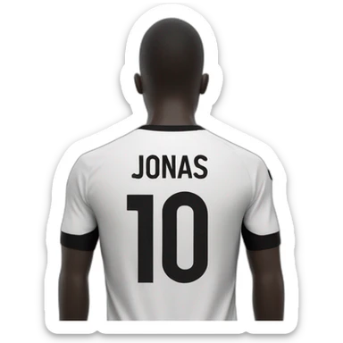 9 soccer jersey in black and white from the back with name in the back "Jonas" sticker