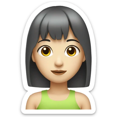 Asian girl with black hair and straight bangs laptop sticker