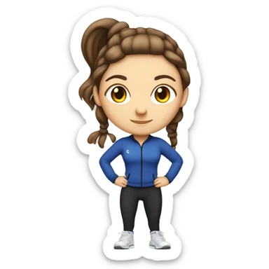 Brown hair tied to a tail girl who makes global squats in a sporty outfit  sticker
