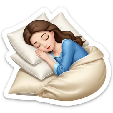 sleeping beauty brunette white girl with a silk pillow sticker