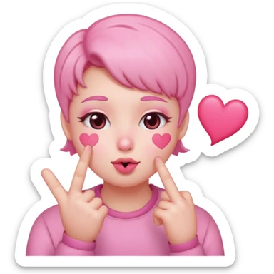 an uwu kissy face with a finger heart emoji sticker
