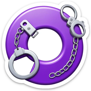 Generate an emoji for a purple-ish map marker to be used in a safe-route mapping app. Inside the inner circle, add handcuffs sticker