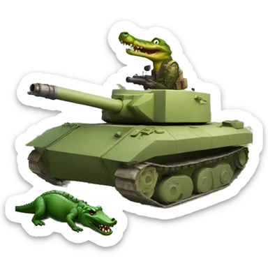 Alligator shooting a tank with a rpg sticker