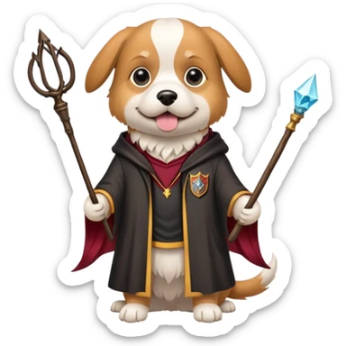 Dog Wearing Harry Potter costume on a wand sticker