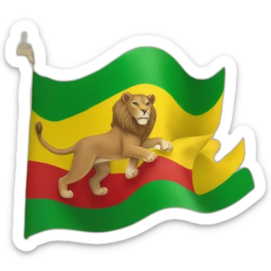 Green, yellow and red Abyssinian flag with lion of Judah at the center sticker