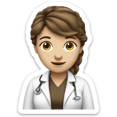 Girl brown hair Medical Student waving bye sticker