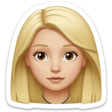 white girl with blond middle part sticker