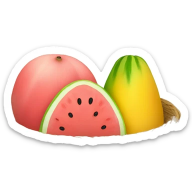 Guava, watermelon and mango in a basket sticker