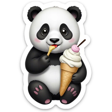 Panda eating ice cream sticker