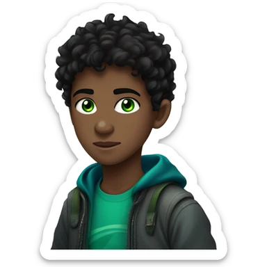 Percy Jackson in the Lightning Theif who is a boy with green and blue eyes, ADHD, black hair, fair skin sticker