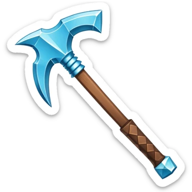 Minecraft diamond pickaxe with brown handle sticker